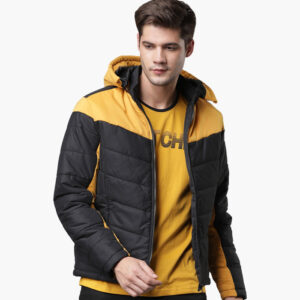 Black Colourblocked Padded Jacket